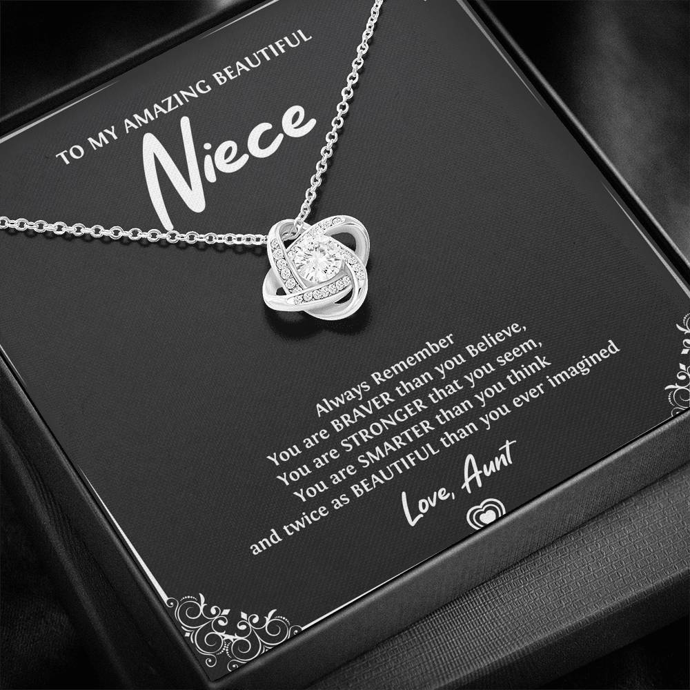 To My Niece  Gifts, Always Remember, Love Knot Necklace For Women, Birthday Present Idea From Aunt