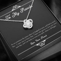 Load image into Gallery viewer, To My Fiancée, I Am Lucky To Cross Your Path, Love Knot Necklace For Women, Anniversary Birthday Valentines Day Gifts From Fiancé
