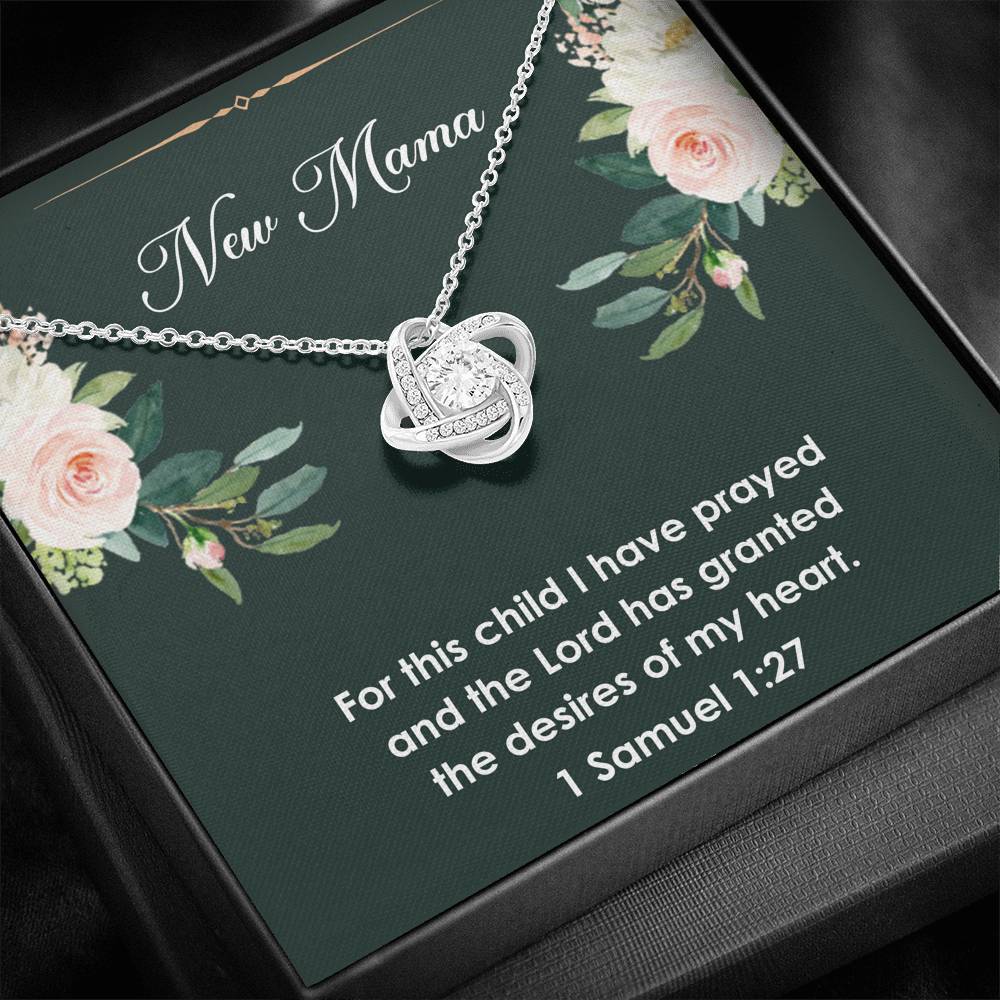 New Mom Love Knot Necklace - For This Child I Have Prayed | Pregnancy Gift
