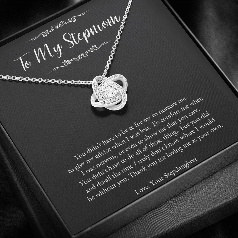 To My Stepmom Gifts, Thank You For Loving Me, Love Knot Necklace For Women, Birthday Mothers Day Present From Stepdaughter