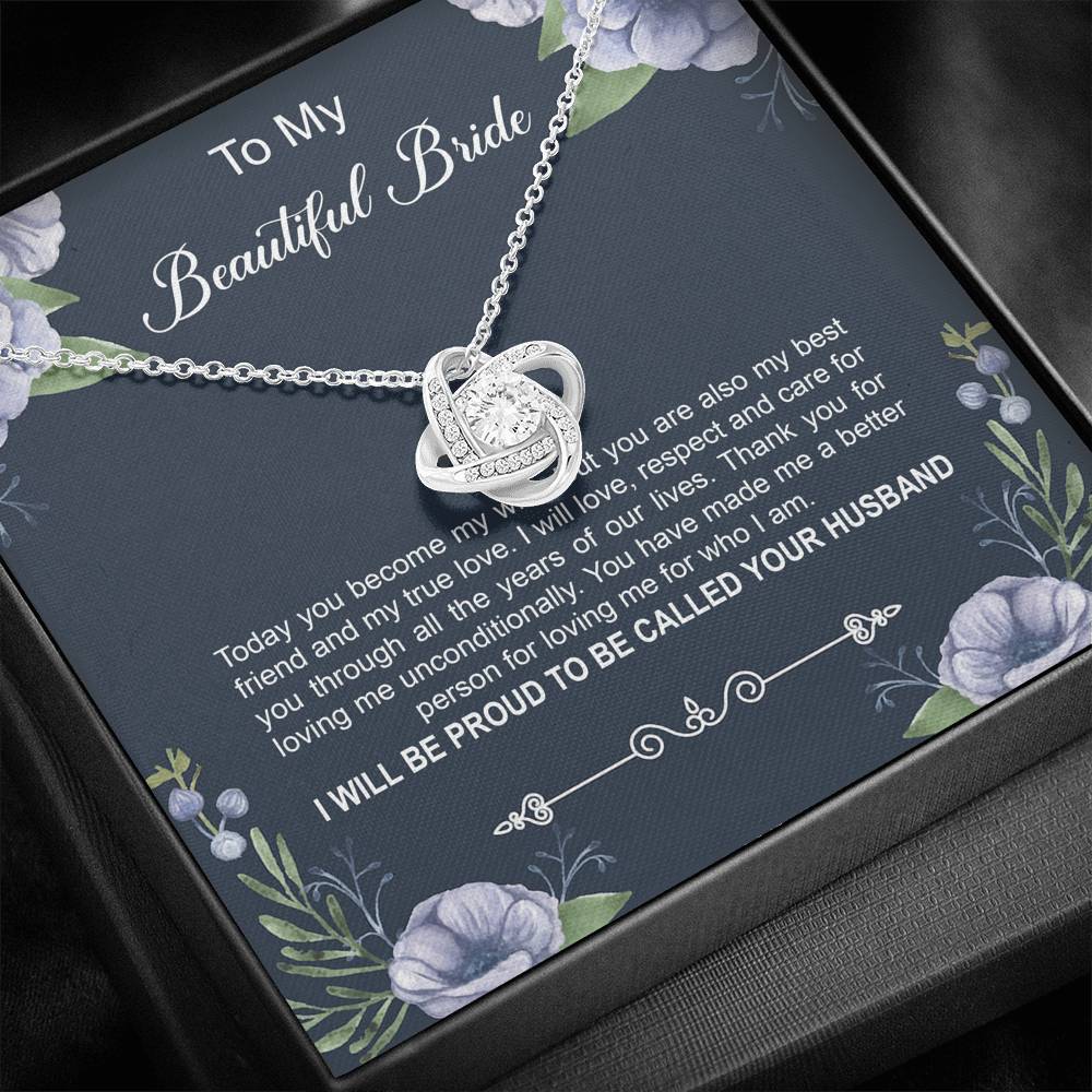 To My Bride Gifts, Today You Become My Wife, Love Knot Necklace For Women, Wedding Day Thank You Ideas From Groom