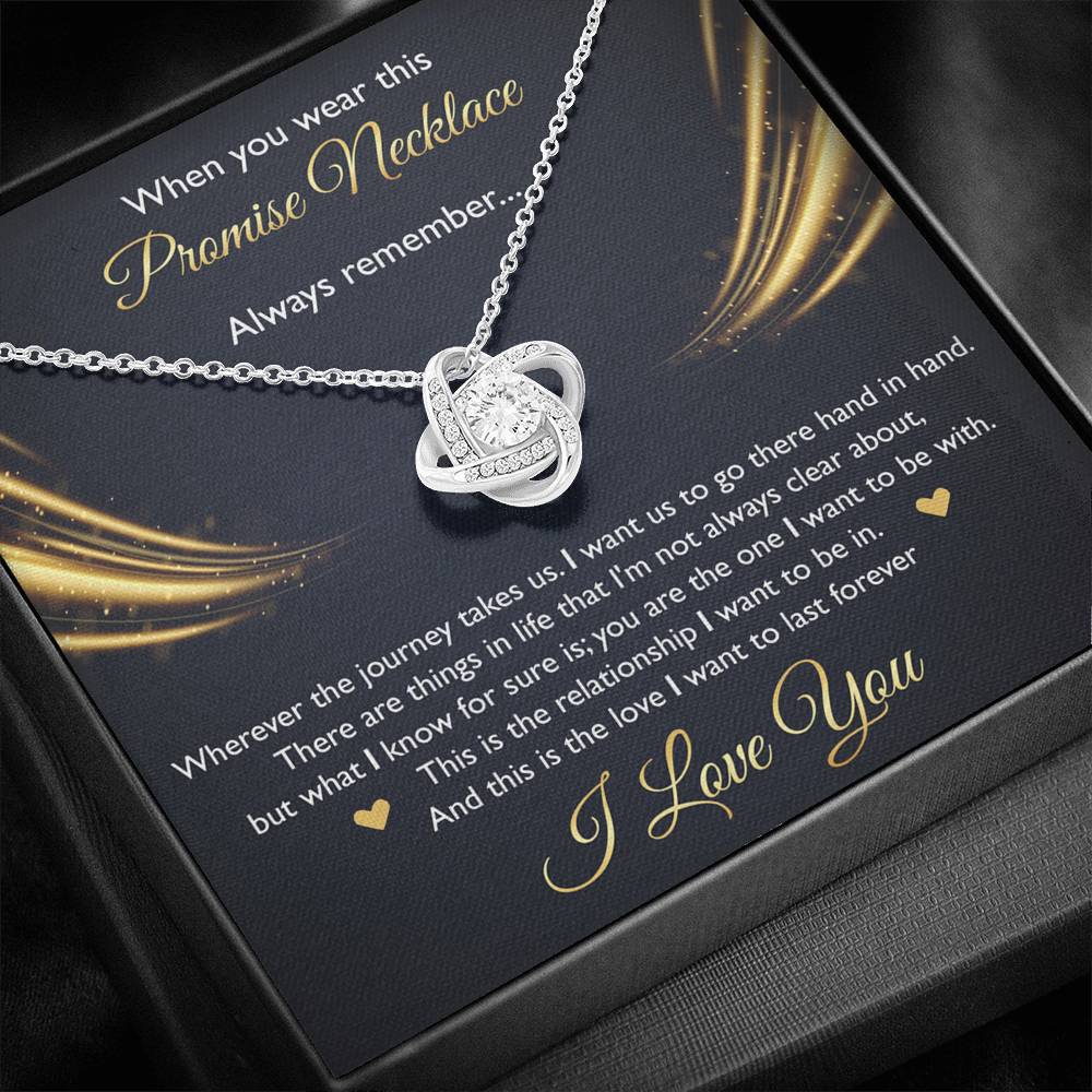 To My Girlfriend, When You Wear This Promise Necklace, Love Knot Necklace For Women, Anniversary Birthday Gifts From Boyfriend