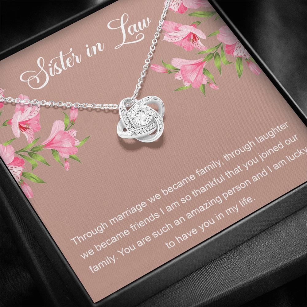 To My Sister-in-law Gifts, Through Marriage, Love Knot Necklace For Women, Birthday Present Idea From Sister