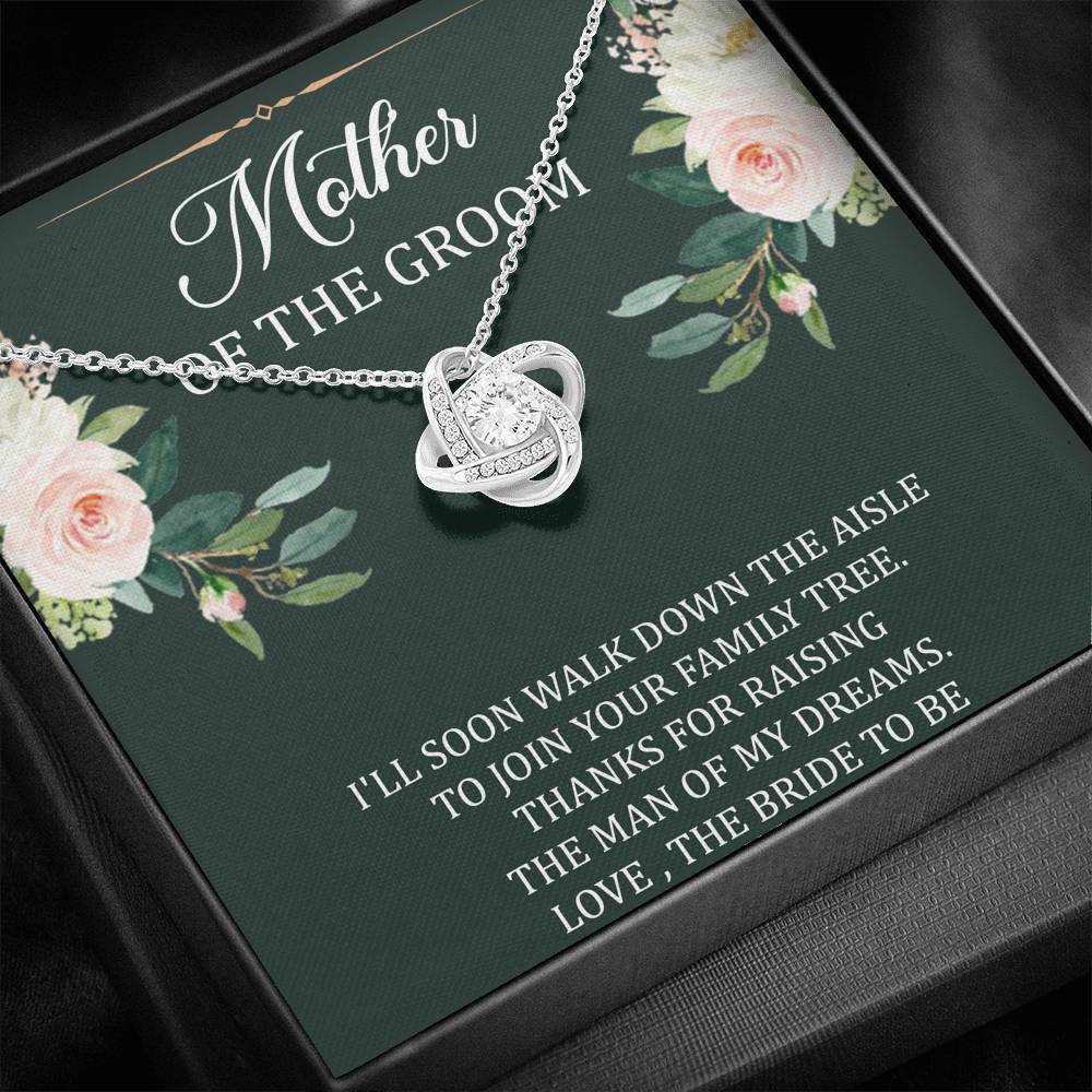 To My Mom of the Bride Gifts, I'll Soon Walk Down The Aisle, Love Knot Necklace For Women, Wedding Day Thank You Ideas From Groom