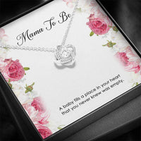 Load image into Gallery viewer, Gift for Expecting Mom, A Baby Fills A Place In Your Heart, Mom to Be Love Knot Necklace For Women, Pregnancy Gift For New Mother
