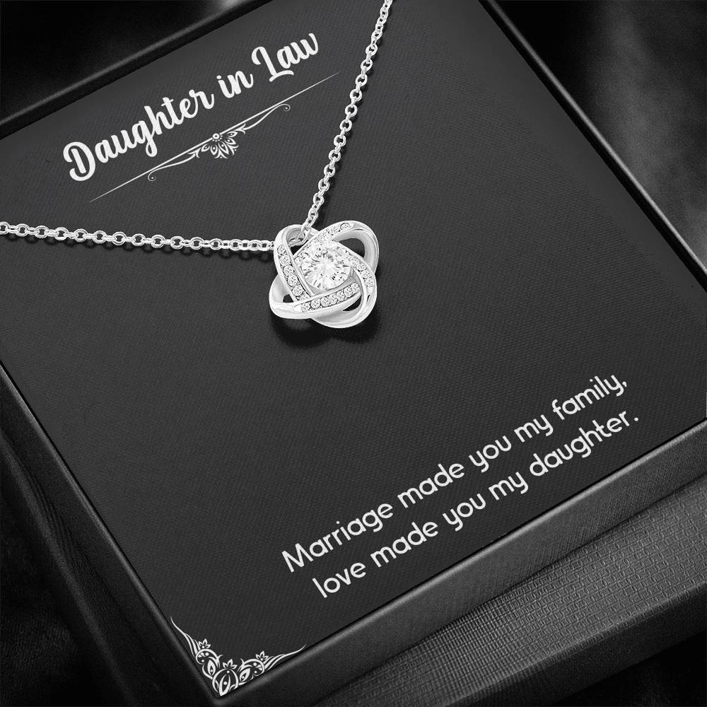 To My Daughter-in-law Gifts, Love Made You My Daughter, Love Knot Necklace For Women, Birthday Present Idea From Mother-in-law