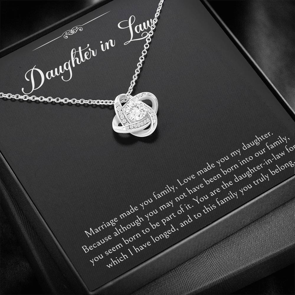 To My Daughter-in-law Gifts, Marriage Made You Family, Love Knot Necklace For Women, Birthday Present Idea From Mother-in-law