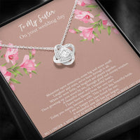 Load image into Gallery viewer, Bride Gifts, No Longer A Miss But Always A Sis, Love Knot Necklace For Women, Wedding Day Thank You Ideas From Sister
