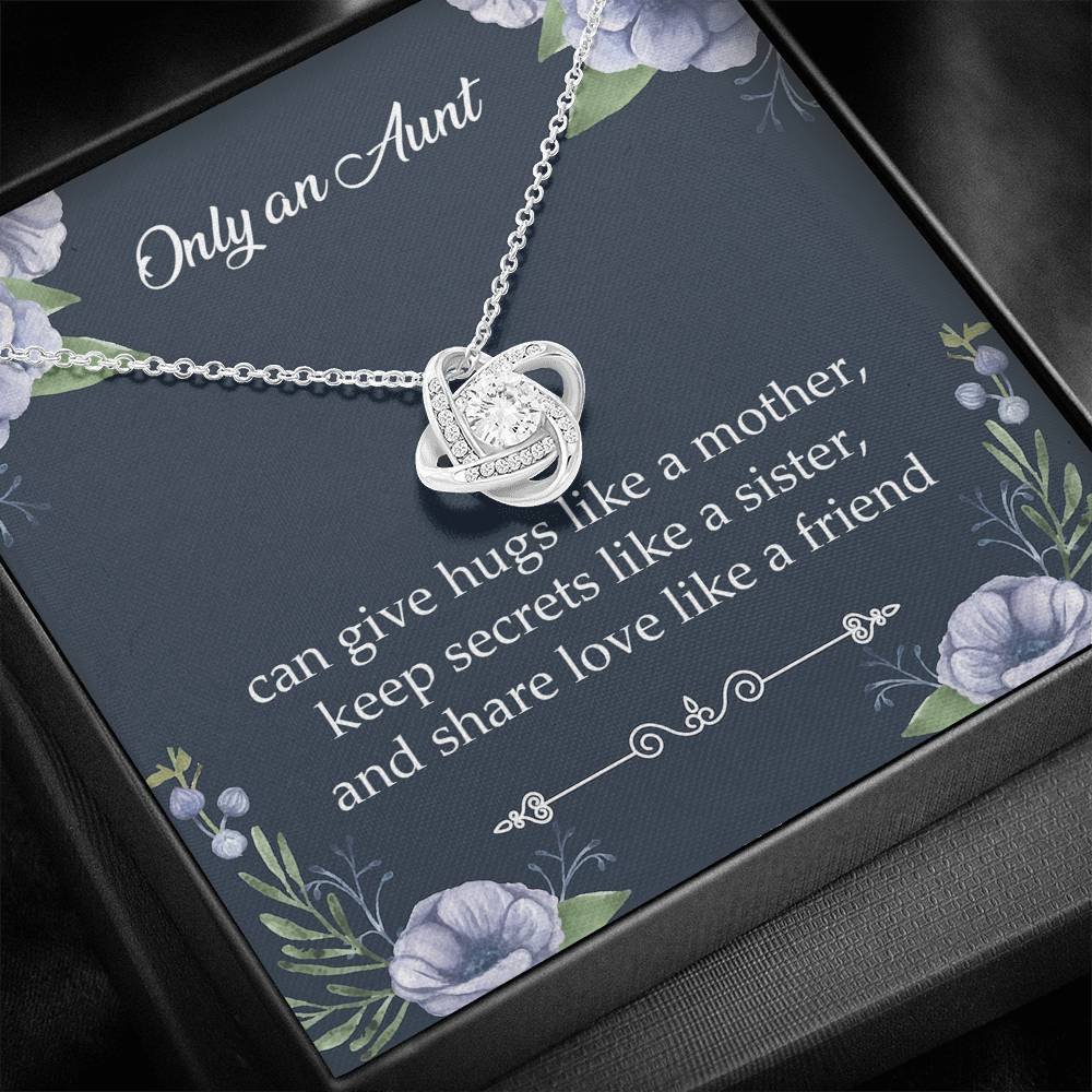 To My Aunt Gifts, Only An Aunt Can Give Hugs Like A Mother, Love Knot Necklace For Women, Aunt Birthday Present From Niece Nephew