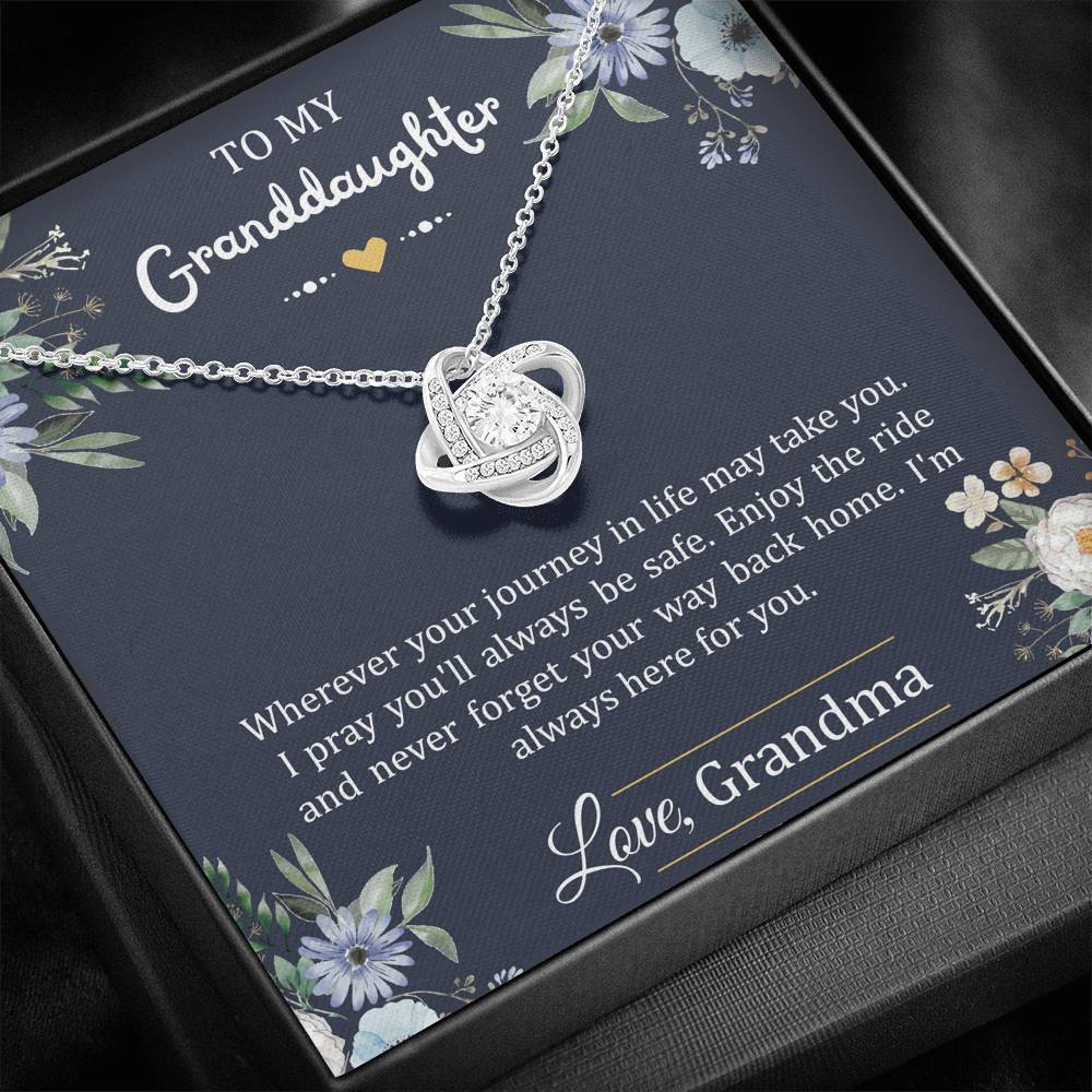 To My Granddaughter Gifts, I'm Always Here For You, Love Knot Necklace For Women, Birthday Present Idea From Grandma