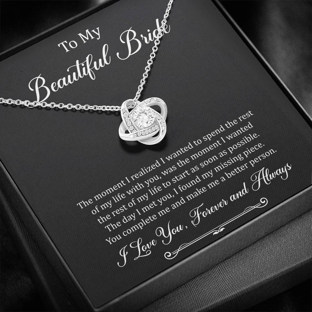 To My Bride Gifts, You Make Me A Better Person, Love Knot Necklace For Women, Wedding Day Thank You Ideas From Groom