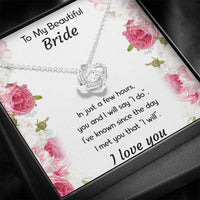 Load image into Gallery viewer, To My Bride Gifts, You And I Will Say I Do, Love Knot Necklace For Women, Wedding Day Thank You Ideas From Groom
