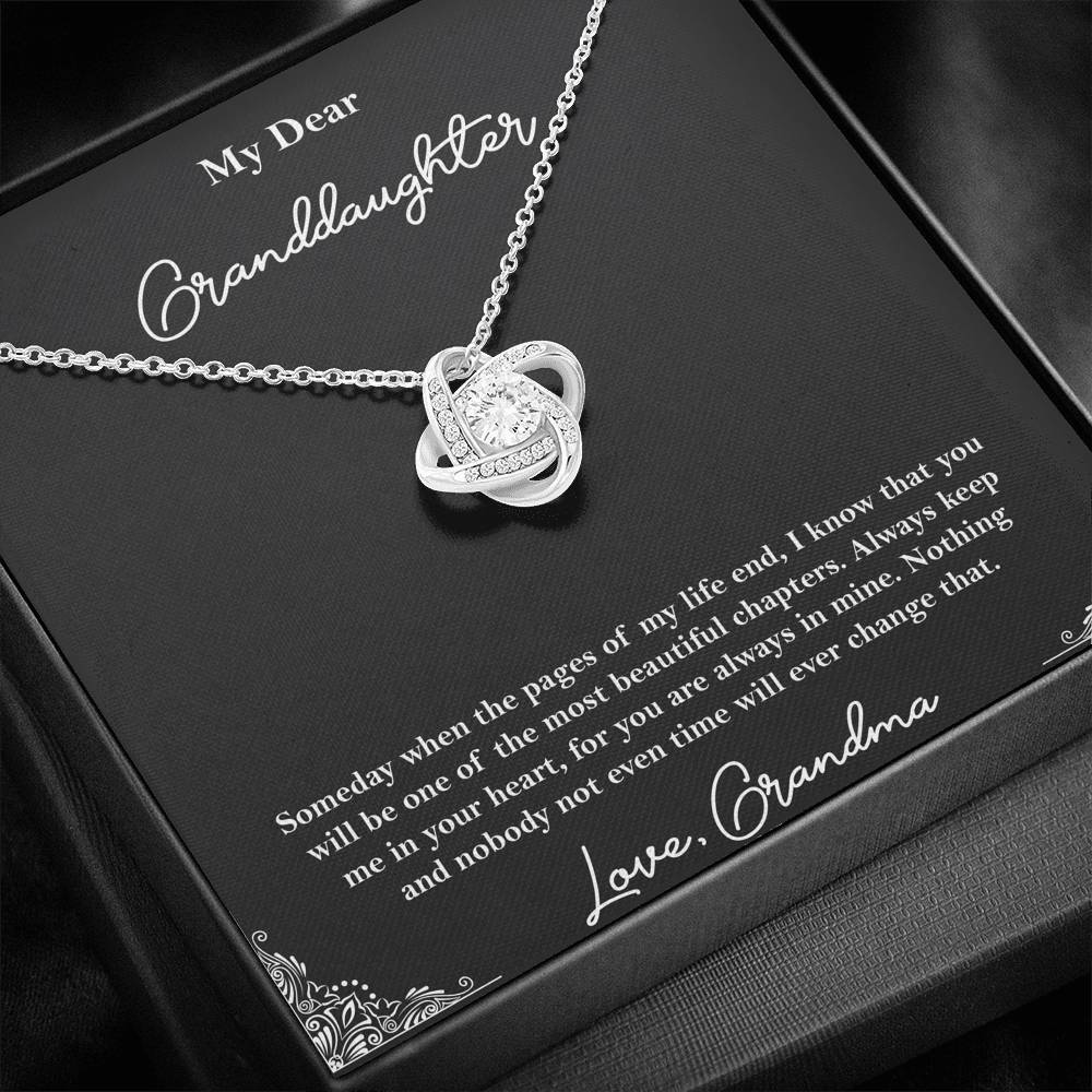 To My Granddaughter Gifts, One Of The Most Beautiful Chapters, Love Knot Necklace For Women, Birthday Present Idea From Grandma