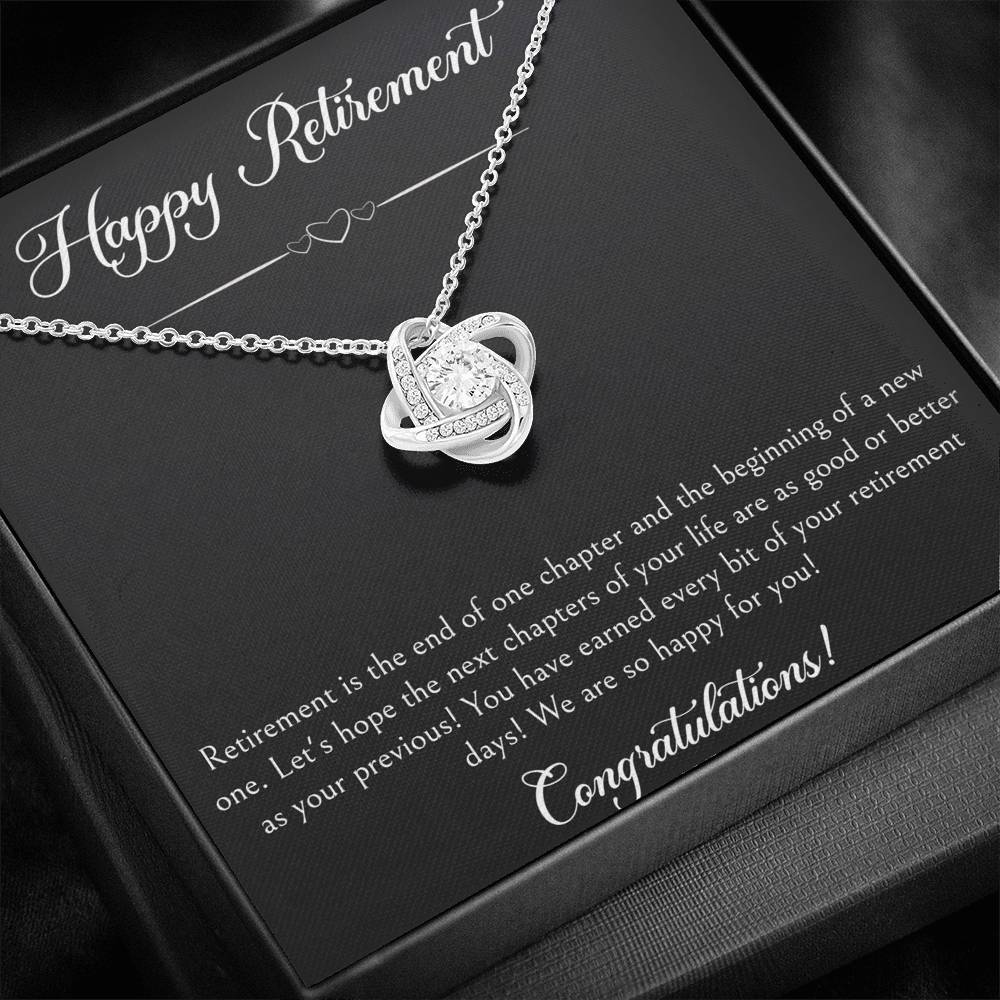 Retirement Gifts, Wishing You The Best, Happy Retirement Love Knot Necklace For Women, Retirement Party Favor From Friends Coworkers