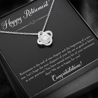 Load image into Gallery viewer, Retirement Gifts, Wishing You The Best, Happy Retirement Love Knot Necklace For Women, Retirement Party Favor From Friends Coworkers
