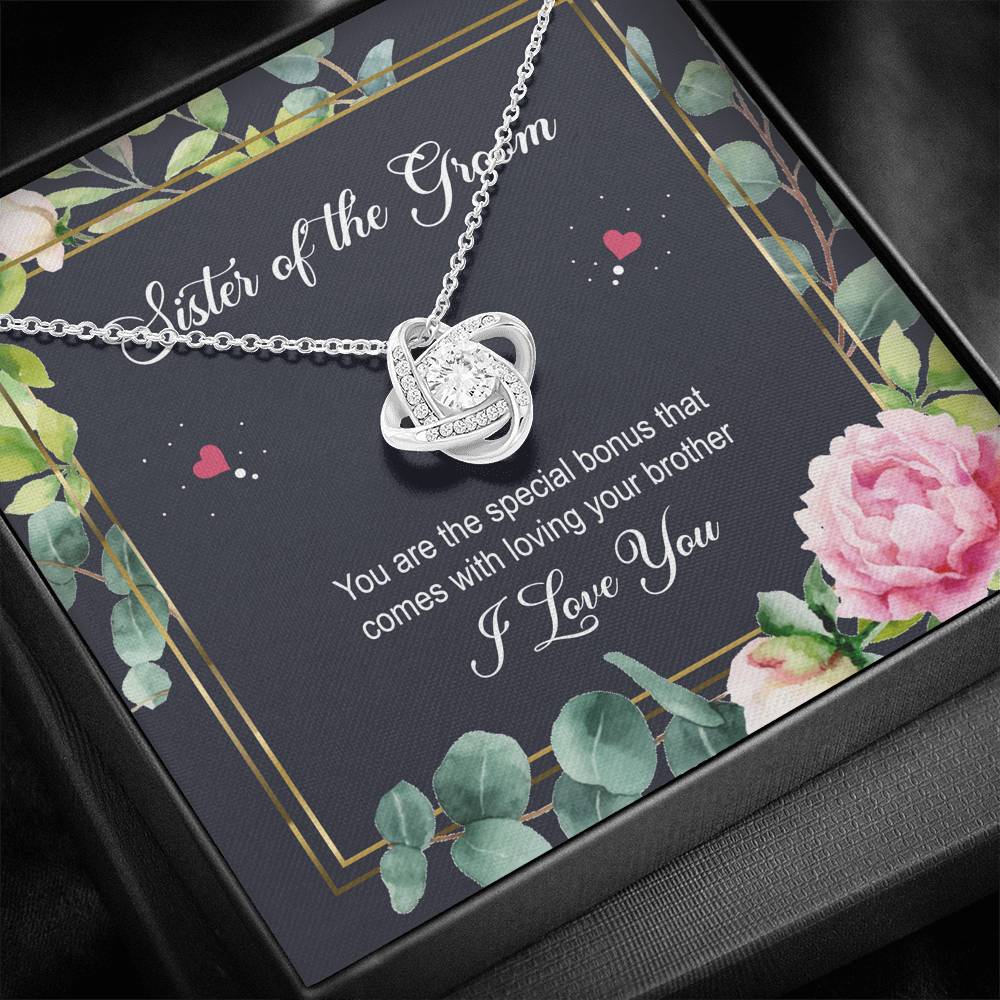 Sister of the Groom Gifts, You Are The Special Bonus, Love Knot Necklace For Women, Wedding Day Thank You Ideas From Bride