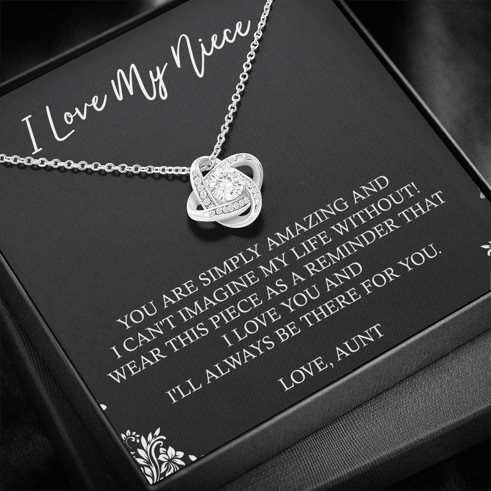 To My Niece  Gifts, You Are Simply Amazing, Love Knot Necklace For Women, Birthday Present Idea From Aunt