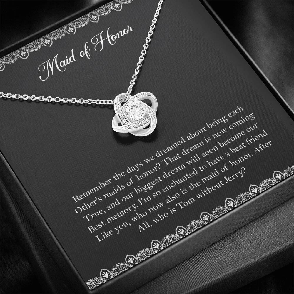 To My Maid Of Honor Gifts, Best Memory, Love Knot Necklace For Women, Wedding Day Thank You Ideas From Bride