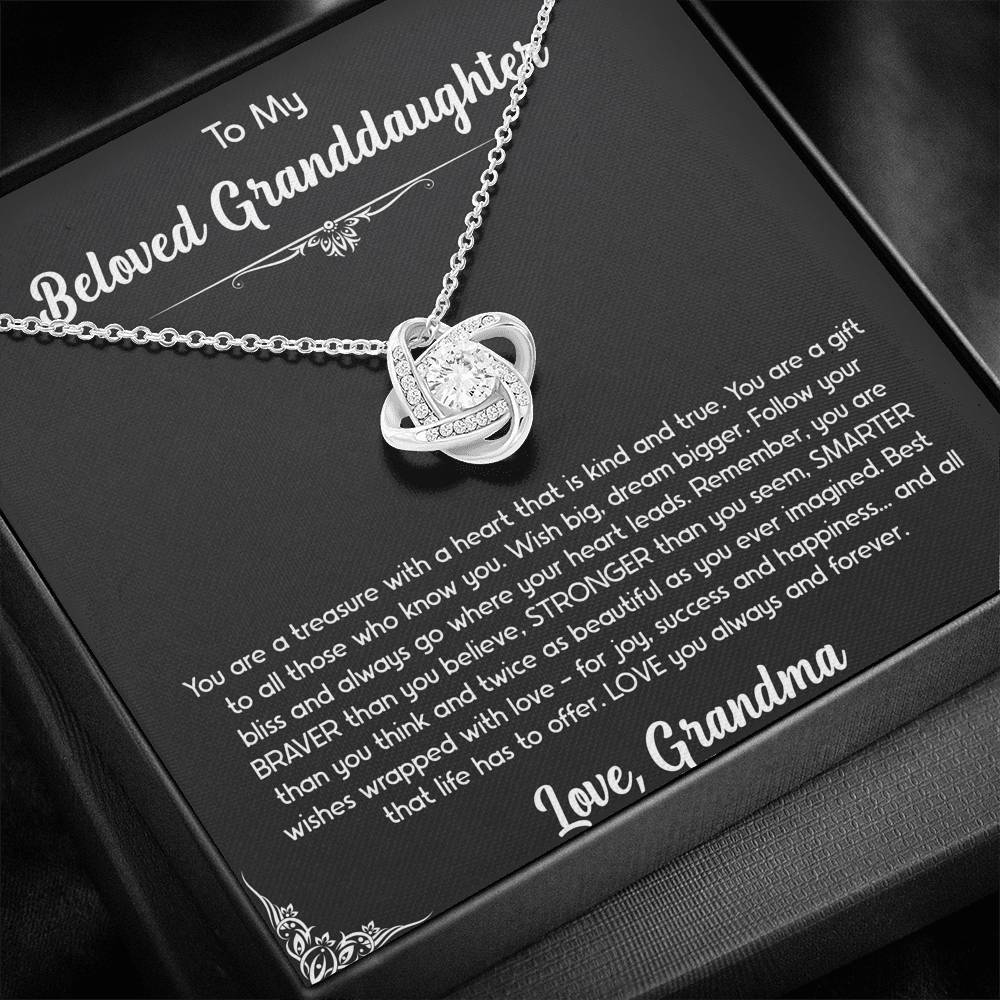 To My Granddaughter Gifts, You Are A Gift, Love Knot Necklace For Women, Birthday Present Idea From Grandma