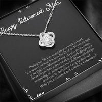 Load image into Gallery viewer, Mom Retirement Gifts, Never Forget, Happy Retirement Love Knot Necklace For Women, Retirement Party Favor From Daughter Son
