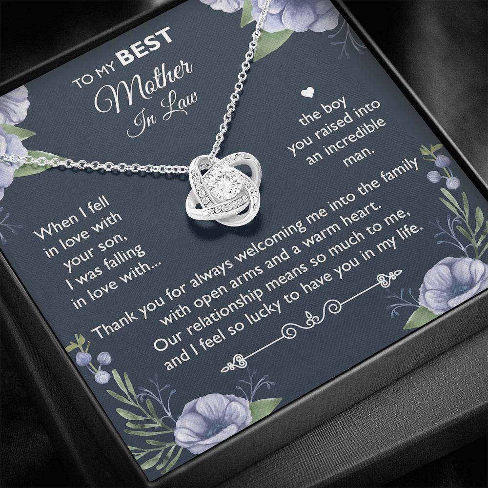 To My Mother-in-law Gifts, I Feel So Lucky, Love Knot Necklace For Women, Birthday Mothers Day Present From Daughter-in-law Son-in-law