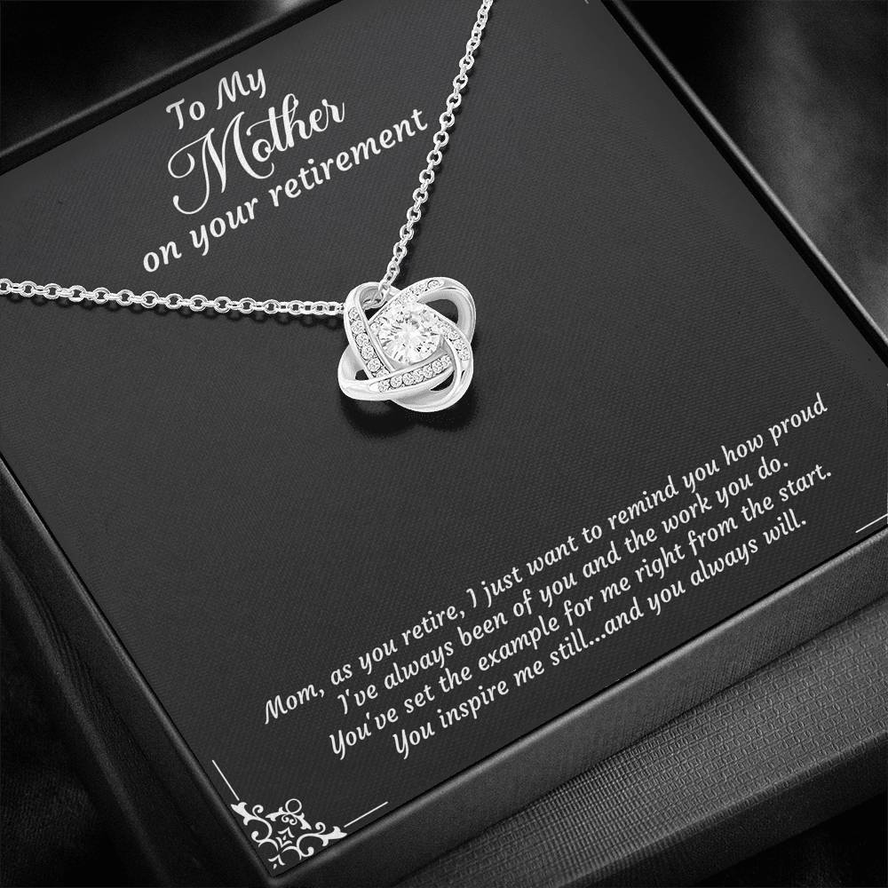 Mom Retirement Gifts, As You Retire, Happy Retirement Love Knot Necklace For Women, Retirement Party Favor From Daughter Son