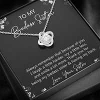 Load image into Gallery viewer, To My Badass Sister Gifts, Always Remember, Love Knot Necklace For Women, Birthday Present Idea From Sister
