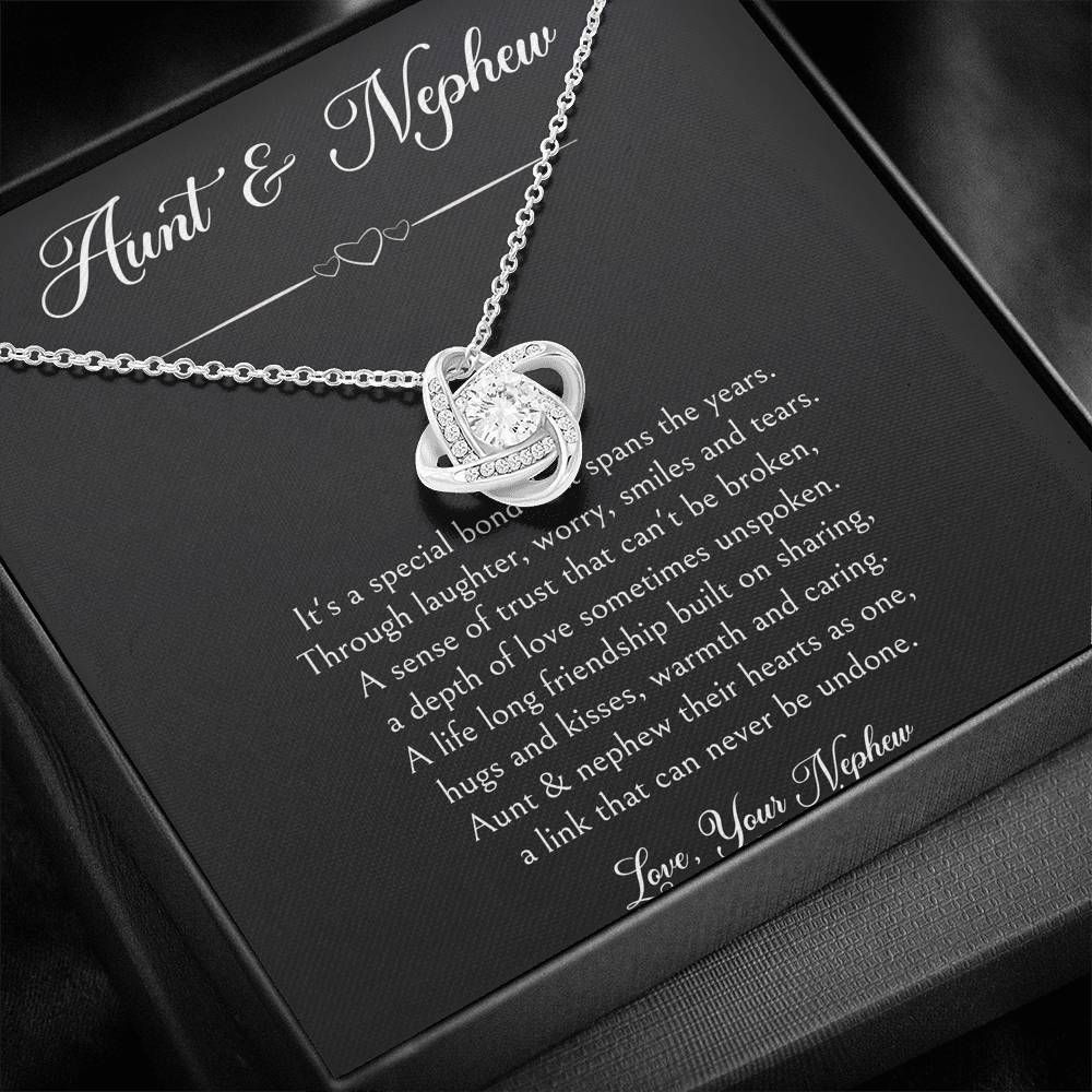 To My Aunt Gifts, Special Bond, Love Knot Necklace For Women, Birthday Present Idea From Nephew