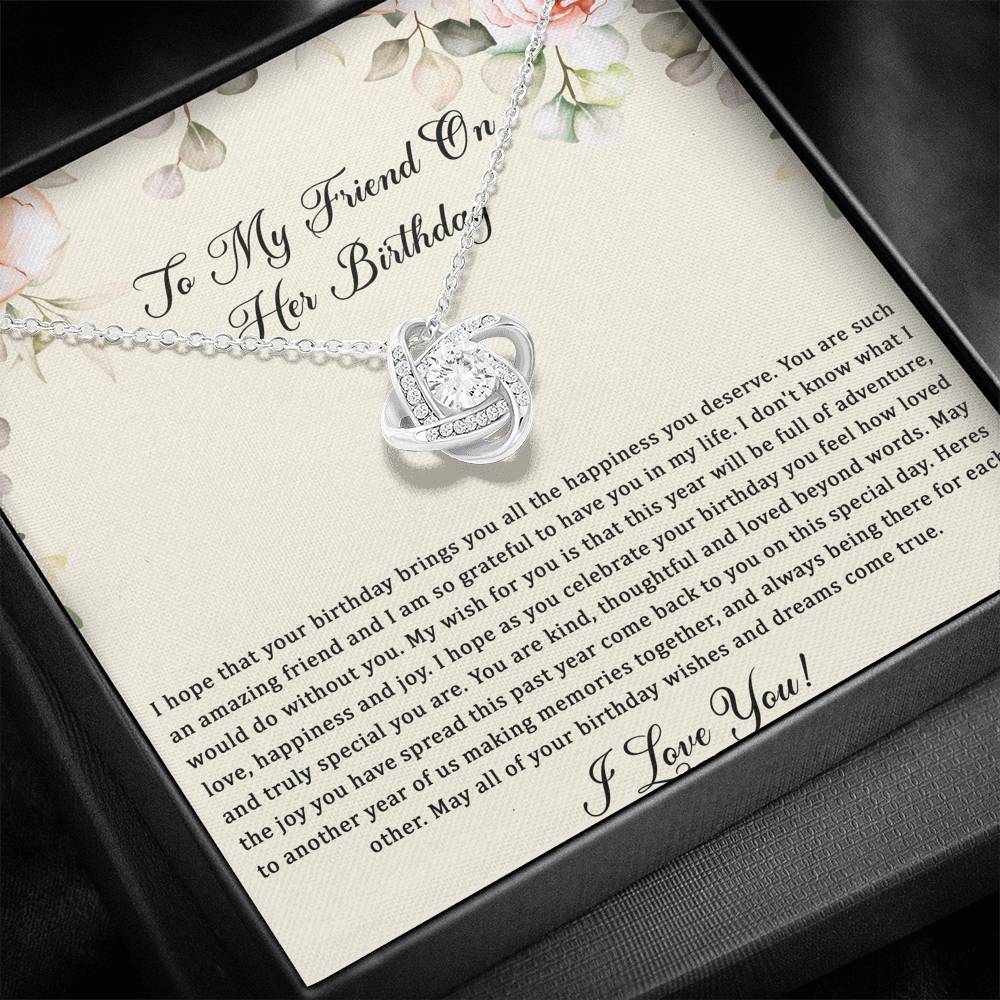 Birthday Gifts For Women, May Your Wishes Come True, Love Knot Necklace, Happy Birthday Message Card Jewelry For Friend
