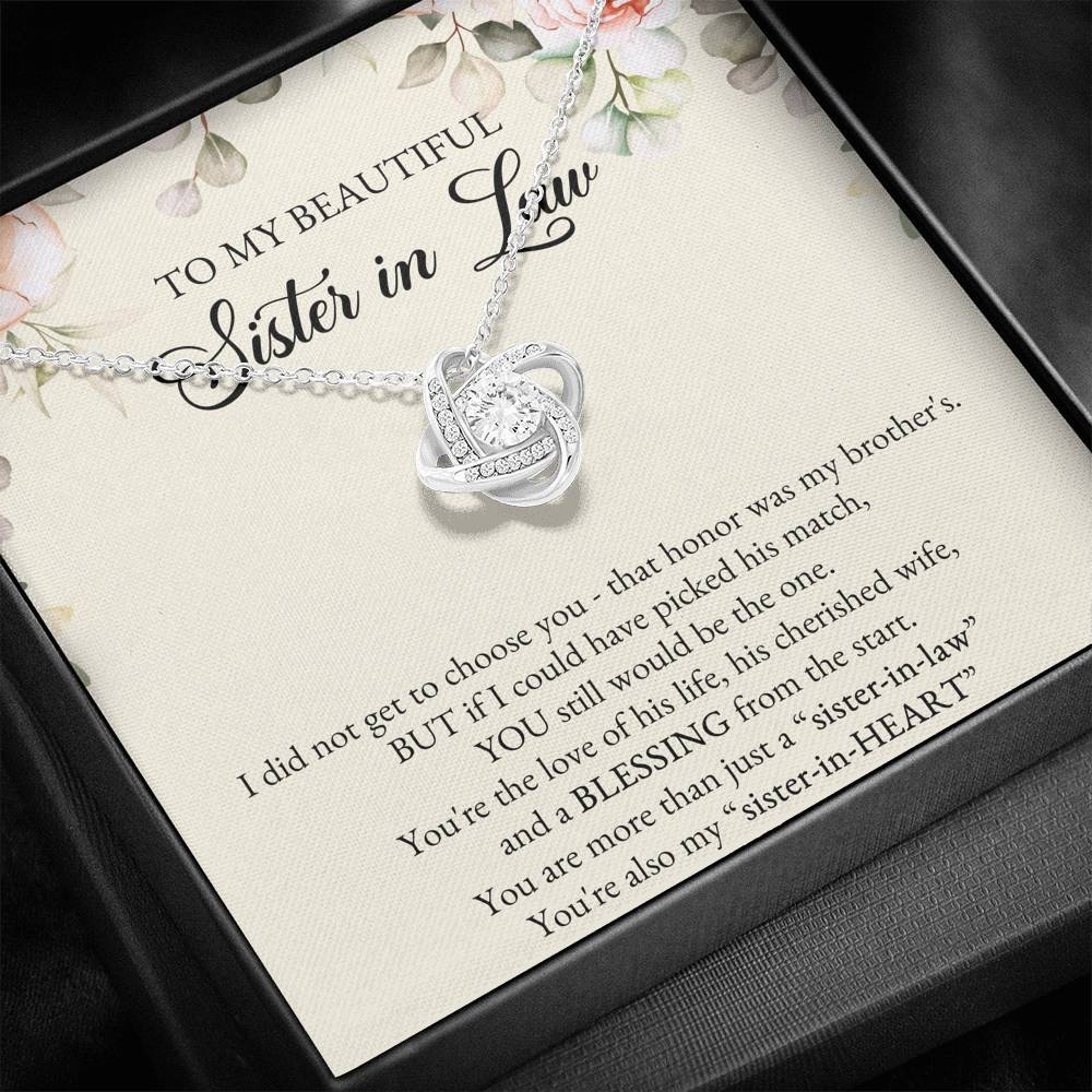 To My Sister-in-law Gifts, I Did Not Choose You, Love Knot Necklace For Women, Birthday Present Idea From Sister