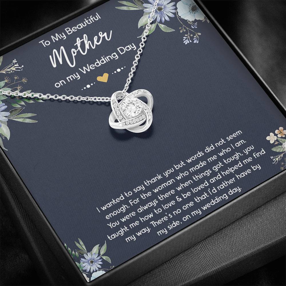 To My Mom of the Bride Gifts, I Wanted To Say Thank You, Love Knot Necklace For Women, Wedding Day Thank You Ideas From Bride