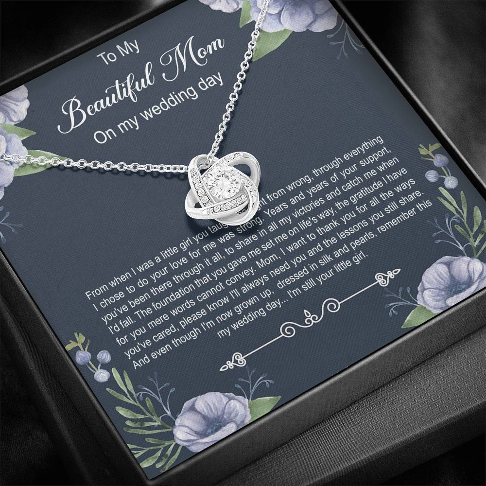 Mom of the Bride Gifts, You Thought Me Right From Wrong, Love Knot Necklace For Women, Wedding Day Thank You Ideas From Bride