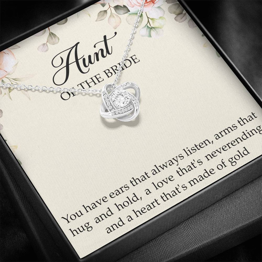 Aunt of the Bride Gifts, You Have Ears That Always Listen, Love Knot Necklace For Women, Wedding Day Thank You Ideas From Bride