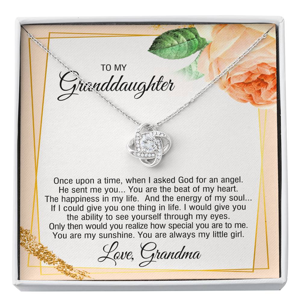 To My Granddaughter Gifts, You are the beat of my heart, Love Knot Necklace For Women, Present From Grandma