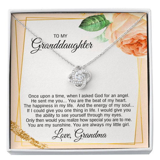 To My Granddaughter Gifts, You are the beat of my heart, Love Knot Necklace For Women, Present From Grandma