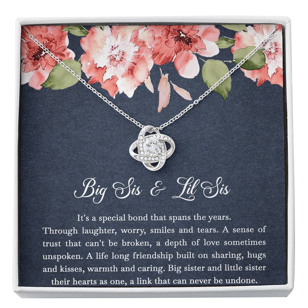 To My Sister Gifts, Big Sis and Lil Sis, Love Knot Necklace For Women, Birthday Present Idea From Sister