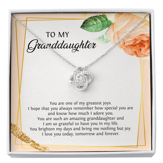 To My Granddaughter Gifts, You Are One Of My Greatest Joys, Love Knot Necklace For Women, Birthday Present Idea From Grandma Grandpa