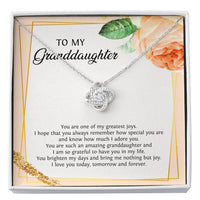 Load image into Gallery viewer, To My Granddaughter Gifts, You Are One Of My Greatest Joys, Love Knot Necklace For Women, Birthday Present Idea From Grandma Grandpa
