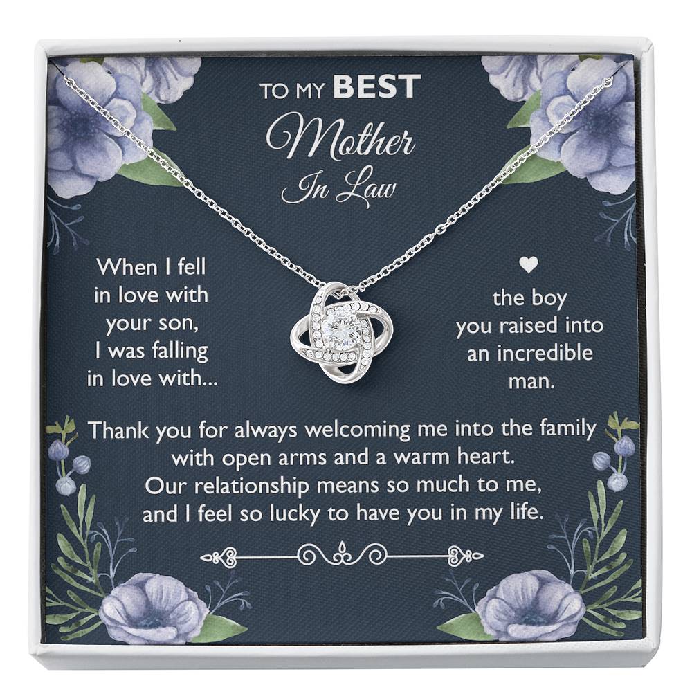 To My Mother-in-law Gifts, I Feel So Lucky, Love Knot Necklace For Women, Birthday Mothers Day Present From Daughter-in-law Son-in-law