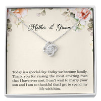 Load image into Gallery viewer, Mom of the Groom Gifts, I Can&#39;t Wait To Marry Your Son, Love Knot Necklace For Women, Wedding Day Thank You Ideas From Bride

