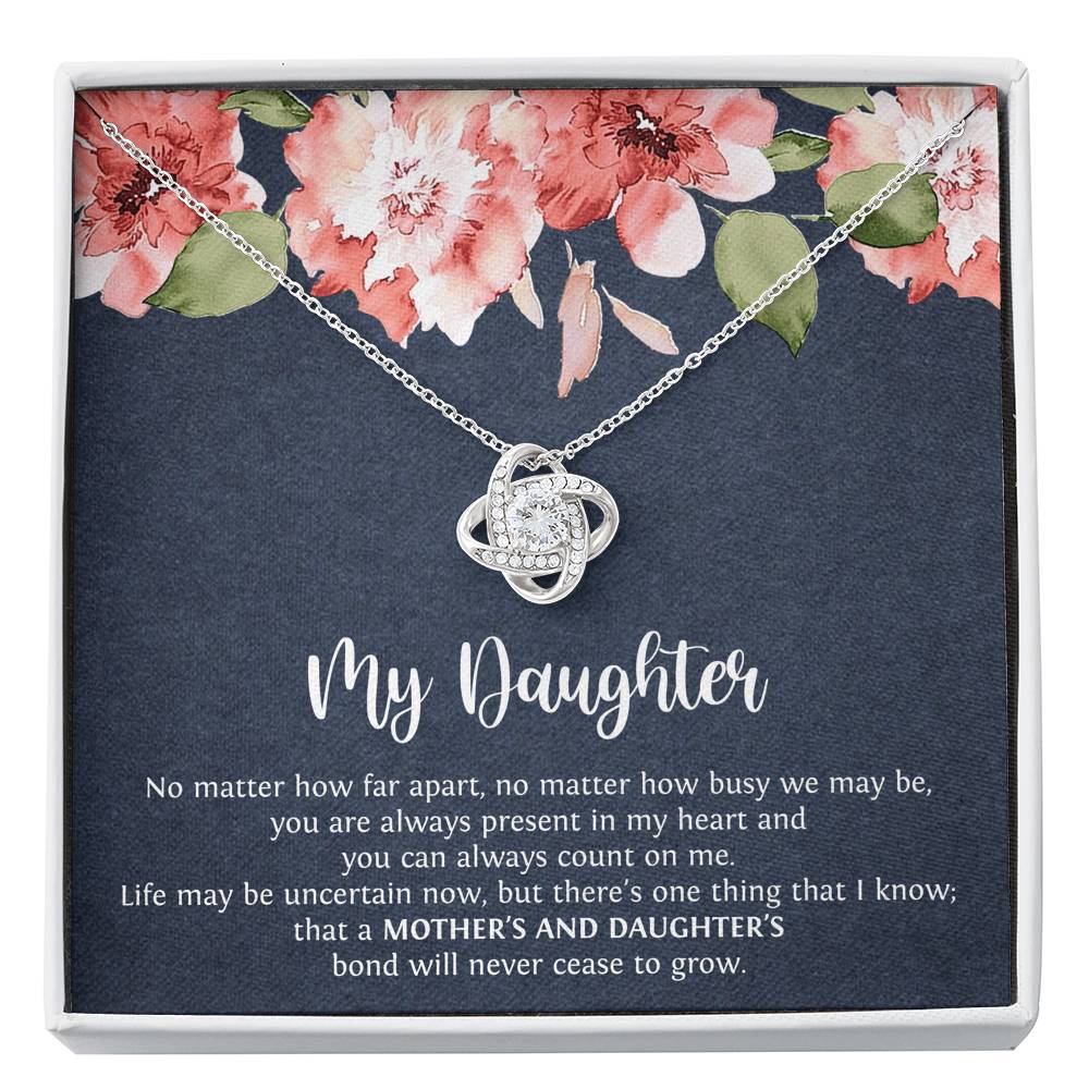 To My Daughter Gifts, No Matter How Far Apart, Love Knot Necklace For Women, Birthday Present Ideas From Mom