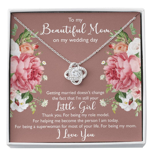 To My Mom Gifts, Thank You, Love Knot Necklace For Women, Wedding Day Thank You Ideas From Daughter