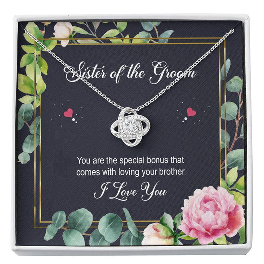 Sister of the Groom Gifts, You Are The Special Bonus, Love Knot Necklace For Women, Wedding Day Thank You Ideas From Bride