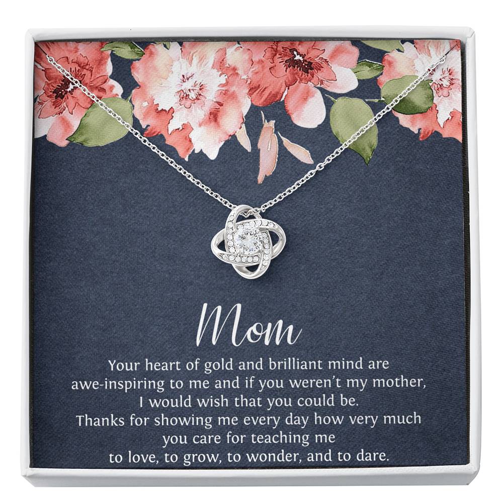 To My Mom Gifts, Your Heart of Gold, Love Knot Necklace For Women, Birthday Mothers Day Present From Son Daughter