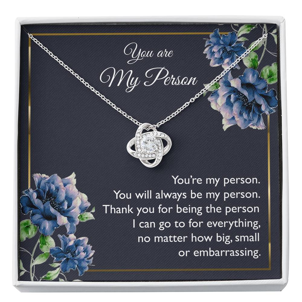 To My Girlfriend, You Are My Person, Love Knot Necklace For Women, Anniversary Birthday Gifts From Boyfriend