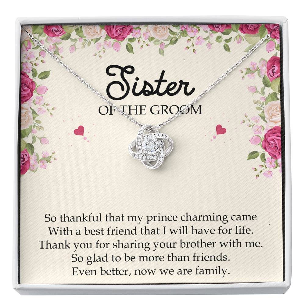 Sister Of The Groom Gifts, So Glad To Be More Than Friends, Love Knot Necklace For Women, Wedding Day Thank You Ideas From Bride