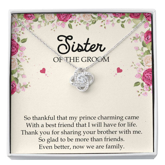 Sister Of The Groom Gifts, So Glad To Be More Than Friends, Love Knot Necklace For Women, Wedding Day Thank You Ideas From Bride