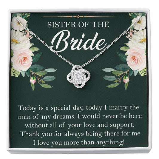 Sister of the Bride Gifts, Thank You for Being There, Love Knot Necklace For Women, Wedding Day Thank You Ideas From Bride