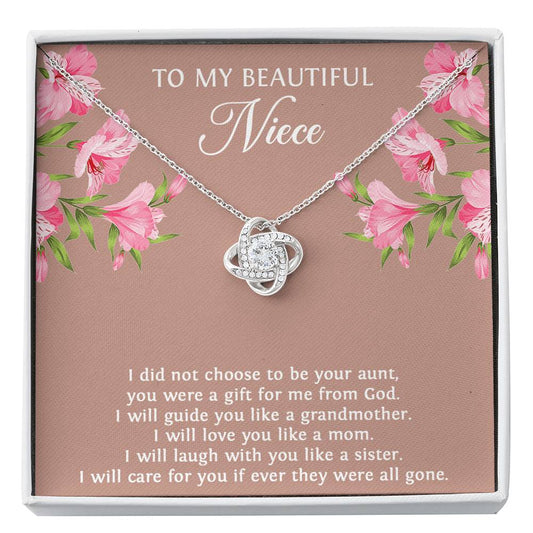 To My Niece  Gifts, You Were A Gift For Me From God, Love Knot Necklace For Women, Birthday Present Idea From Aunt
