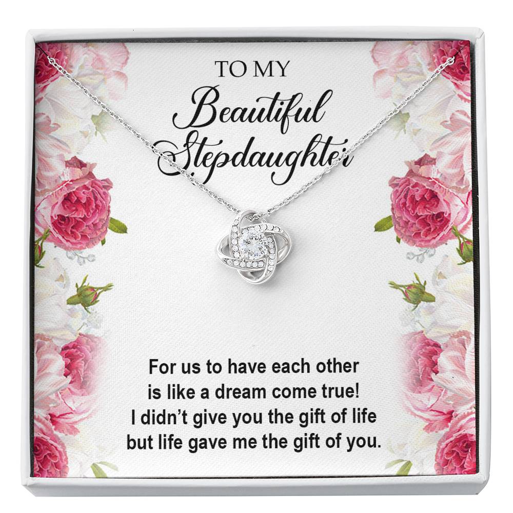 To My Stepdaughter Gifts, For Us To Have Each Other, Love Knot Necklace For Women, Birthday Present Idea From Stepmom Stepdad